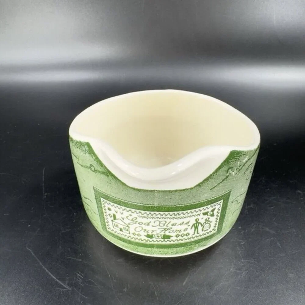Royal Colonial Homestead Creamer Silhouette and‎ Sample Green and White Ceramic